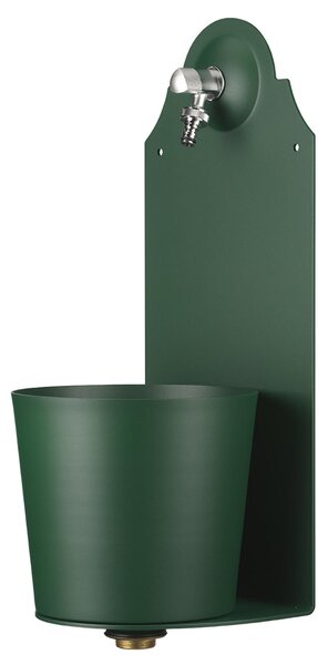 Fontana da Parete Giardino con Rubinetto e Secchio Dimensioni 26x25xh 61cm - peso 8,5 kg con tubo rubinetto, Garantita contro la ruggine Colore Verde