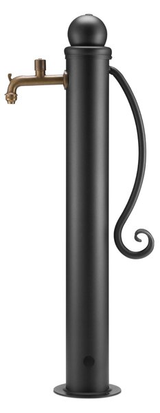 Fontana da Giardino Stile Romantico DUE Rubinetti Acciaio Alluminio Belfer Dimensioni 38x16xh 96 cm - peso 7,8 kg con tubo rubinetto, Colore Antracite