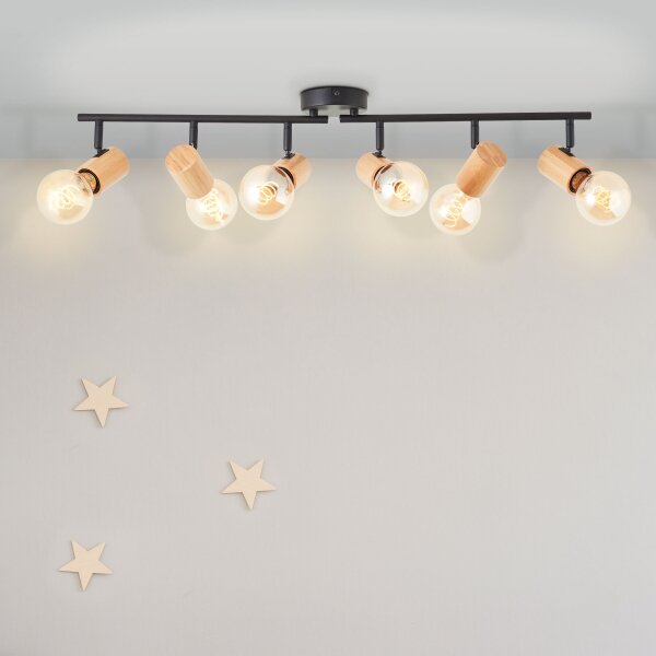 Brilliant - Lampada con 6 faretti KERRY 6xE27/40W/230V nero/bambù