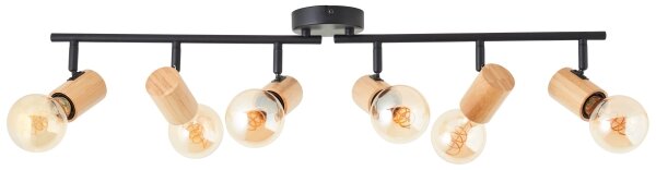Brilliant - Lampada con 6 faretti KERRY 6xE27/40W/230V nero/bambù