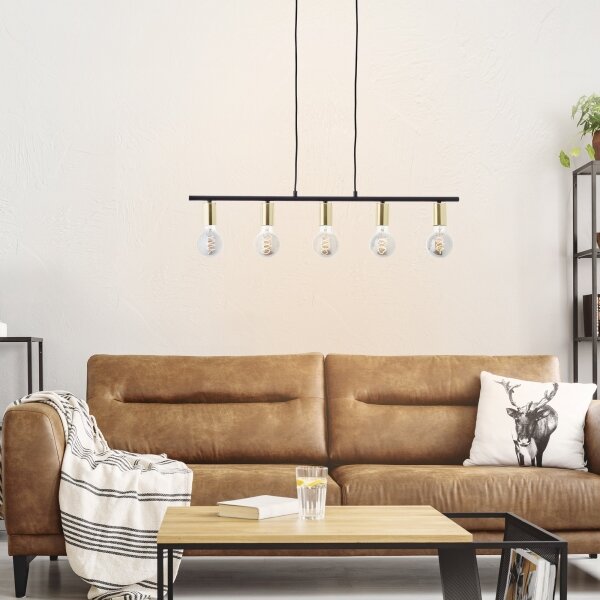 Brilliant - Lampadario a sospensione con cavo KERRY 5xE27/40W/230V nero/ottone