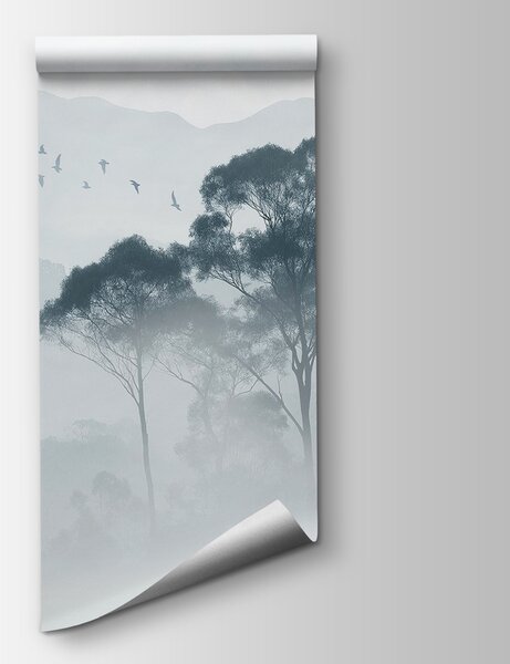 Carta da parati Gruppo di alberi nella nebbia, Carta da parati Foglie, Carta da parati popolare, w02740v1 - Tapeko.it