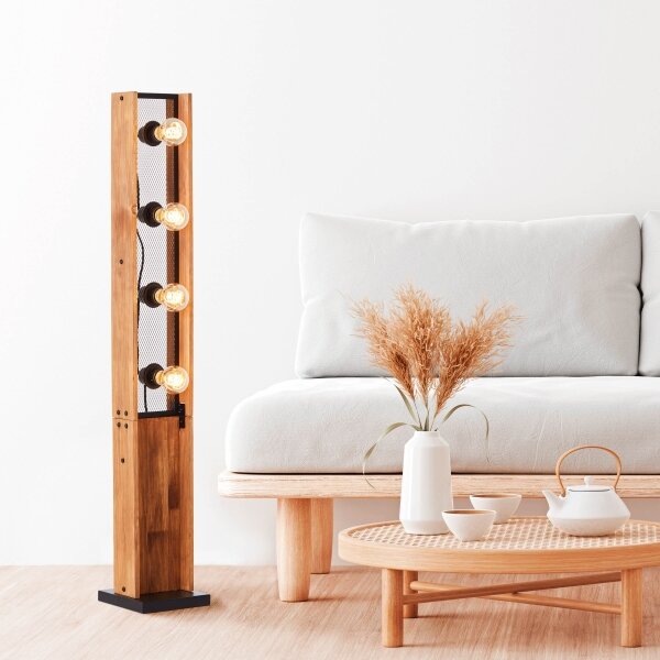 Brilliant - Lampada da terra CALANDRA 4xE27/42W/230V in pino