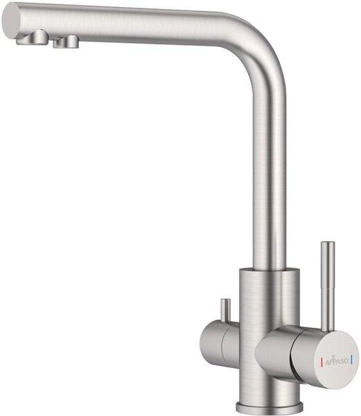 Rubinetto da cucina a 3 vie, rubinetto da cucina 3 in 1 per filtro dell'acqua, rubinetto da cucina girevole a 360 gradi, rubinetto a 2 maniglie in acciaio inossidabile spazzolato