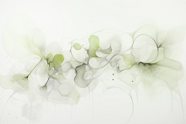 Carta da parati Forme fluide e dolci tonalità di verde, Carta da parati acquerello sul muro, Carta da parati popolare, w02745v1 - Tapeko.it
