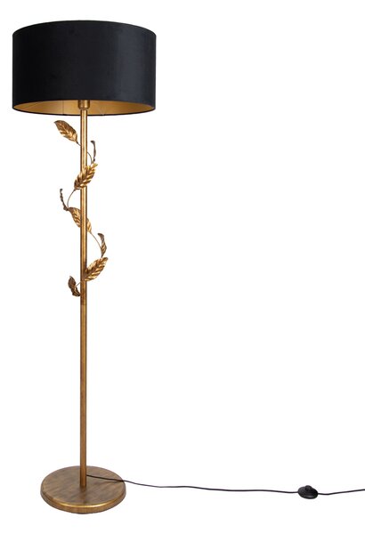 Lampada da terra oro con paralume nero e interno oro 50cm - Linden