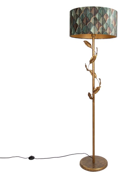 Lampada da terra oro con paralume a forma di foglia e interno dorato 50cm - Linden