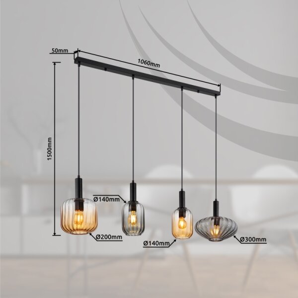 Globo 15719-4 - Lampadario a sospensione con cavo VALLETTA 4xE27/60W/230V
