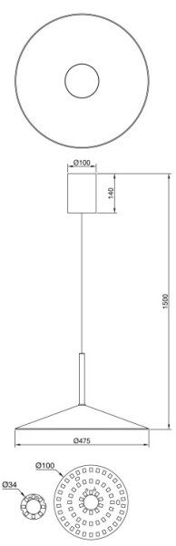Globo 15635S - Lampadario LED a sospensione con cavo LAMPONE LED/18W/230V 4000K nero