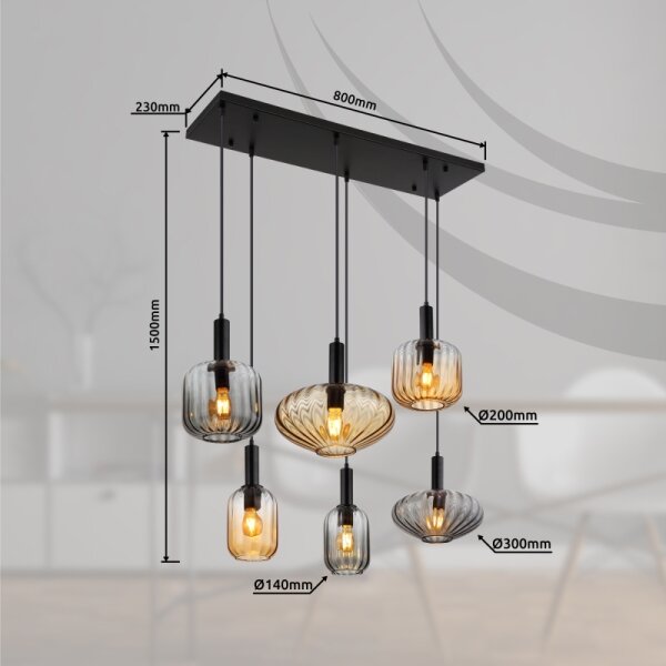 Globo 15719-6 - Lampadario a sospensione con cavo VALLETTA 6xE27/60W/230V