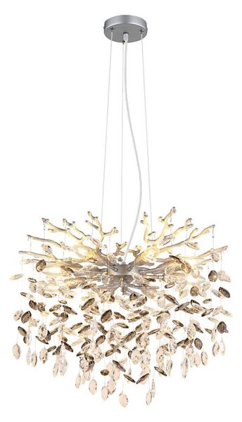 Globo 64138H1S - Lampadario sospeso QUEENA con cavo, 8x E14/40W/230V, finitura argento