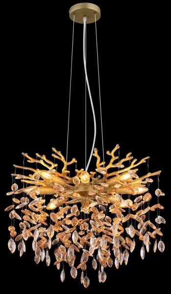 Globo 64138H1G - Lampadario a sospensione con cavo QUEENA 8xE14/40W/230V, oro