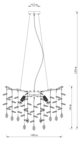 Globo 64138H1S - Lampadario sospeso QUEENA con cavo, 8x E14/40W/230V, finitura argento