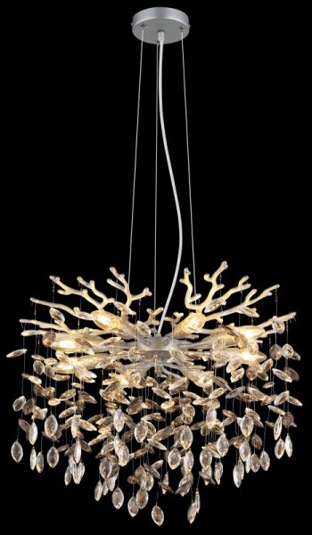 Globo 64138H1S - Lampadario sospeso QUEENA con cavo, 8x E14/40W/230V, finitura argento