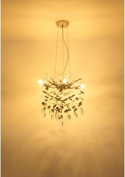 Globo 64138HS - Lampadario sospeso a cavo QUEENA 4xE14/40W/230V, finitura argento