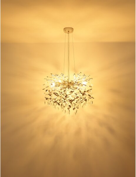 Globo 64138H1S - Lampadario sospeso QUEENA con cavo, 8x E14/40W/230V, finitura argento