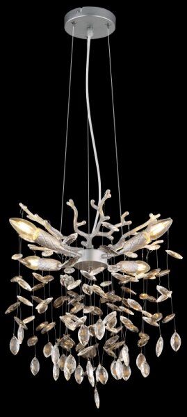 Globo 64138HS - Lampadario sospeso a cavo QUEENA 4xE14/40W/230V, finitura argento