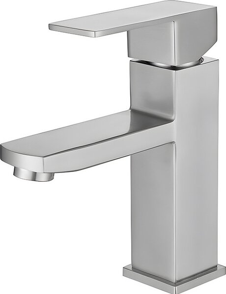 INF Rubinetto per bagno spazzolato, rubinetto per lavabo a foro singolo D'argento
