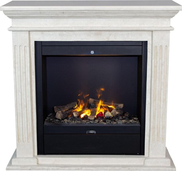 Caminetto a vapore acqueo Xaralyn - Cadiz EAL-SWP - pietra naturale levigata bianca - riscaldatore da 1500 watt - con telecomando - caminetto elettrico Opti-Myst - caminetto da incasso incluso - caminetto decorativo