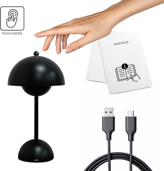 Lampada da tavolo LED ricaricabile a sfioramento COSTA LED/3W/5V 2400 mAh 3000-6000K nera