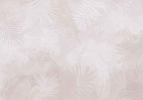 Carta da parati Fogliame tropicale effetto grunge con sfumature rosa, Carta da parati Natura, w02737v4 : Uwalls.it