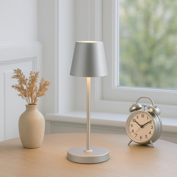 Brilliant - Lampada da tavolo a LED ricaricabile dimmerabile con controllo touch ELORA LED/2,5W/5V 2700K IP44 argento