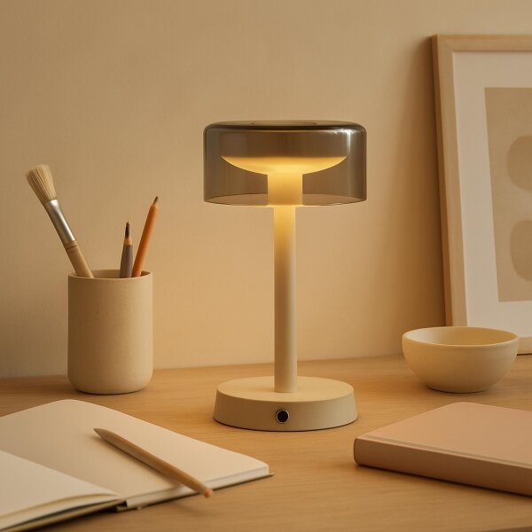 Brilliant - Lampada da tavolo a sfioramento ricaricabile con dimmer RAZOR LED/2,5W/5V 2700K IP44 grigia
