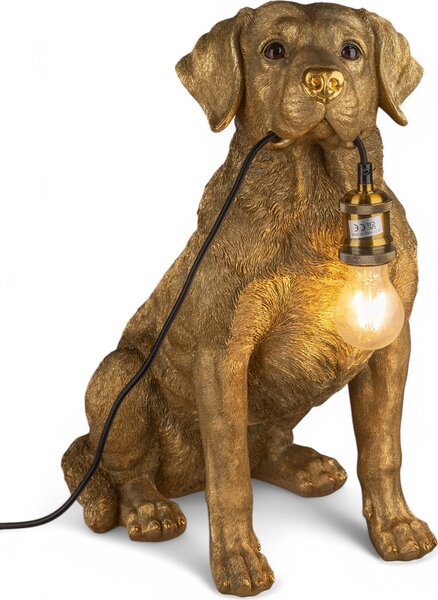 Lampada da tavolo decorativa Labrador dog sitting h. 52cm oro antico Formano