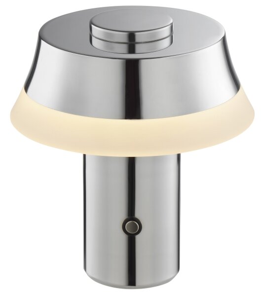 Brilliant - Lampada da tavolo LED KINICH, dimmerabile e ricaricabile, con controllo touch, LED 2,5W/5V 2700K cromo lucido