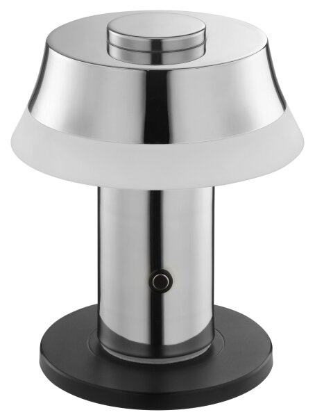 Brilliant - Lampada da tavolo LED KINICH, dimmerabile e ricaricabile, con controllo touch, LED 2,5W/5V 2700K cromo lucido