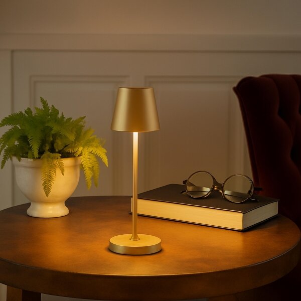 Brilliant - Lampada da tavolo LED dimmerabile ricaricabile a sfioramento ELORA LED/2,5W/5V 2700K IP44 dorata