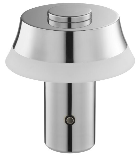 Brilliant - Lampada da tavolo LED KINICH, dimmerabile e ricaricabile, con controllo touch, LED 2,5W/5V 2700K cromo lucido