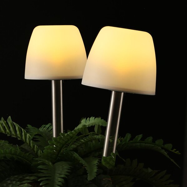 Lampioni solari a LED per esterni - Lampada da giardino - LED bianco caldo - Altezza: 28 cm - Punta da inserire nel terreno - Colore: bianco opaco - Set da 2
