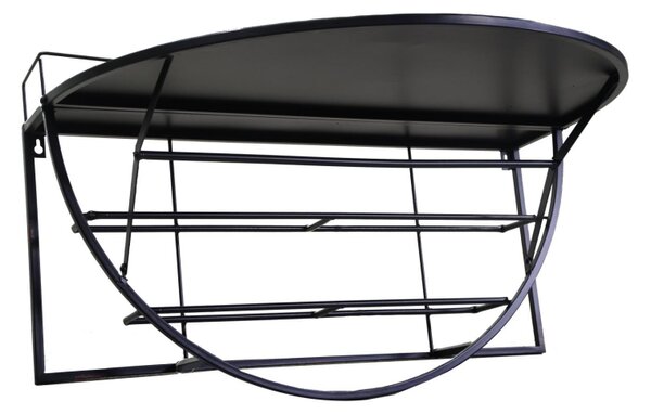 Tavolino metallo da muro con mensola nero cm70x47h40