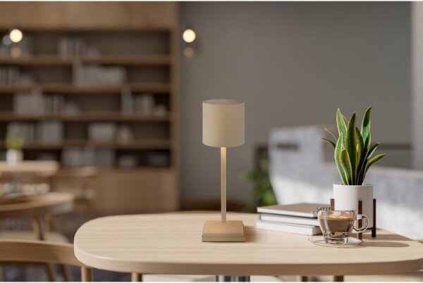 Globo 58487S - Lampada da tavolo ricaricabile a LED DIXON, dimmerabile con controllo touch, 1,5W/5V 2200 mAh beige