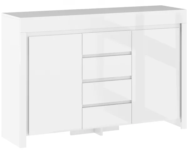 HOMCOM Buffet da cucina con illuminazione LED e 4 cassetti, Ante con chiusura ammortizzata, 120x34x80 cm, bianco lucido | Aosom Italy