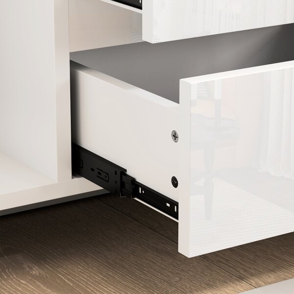 HOMCOM Buffet da cucina con illuminazione LED e 4 cassetti, Ante con chiusura ammortizzata, 120x34x80 cm, bianco lucido | Aosom Italy