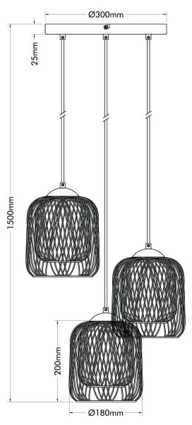 Globo 15965-3HR - Lampadario sospeso a cavo DICHTI 3xE27/40W/230V
