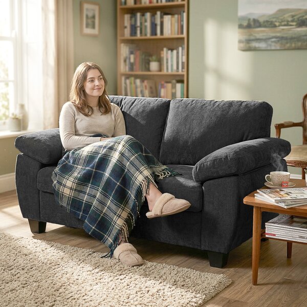HOMCOM Divano 2 posti con imbottitura spessa e braccioli, portata 300 kg, 156x77x81 cm, Grigio scuro | Aosom Italy
