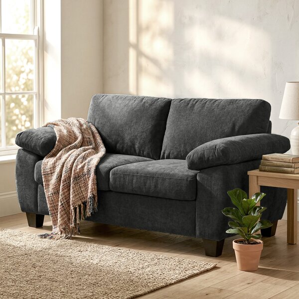 HOMCOM Divano 2 posti con imbottitura spessa e braccioli, portata 300 kg, 156x77x81 cm, Grigio scuro | Aosom Italy