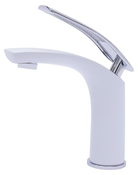Rubinetto per lavabo - Miscelatore monocomando - Montaggio a filo piano - Base larga 20,3 cm - Corpo in ottone - Acqua calda e fredda - Attacco G3/8 - Bianco argento