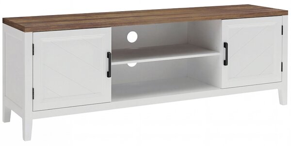 HOMCOM Mobile TV con 2 ante e 2 scomparti aperti fino a 106,7 cm, 140x35x51 cm, bianco e marrone | Aosom Italy