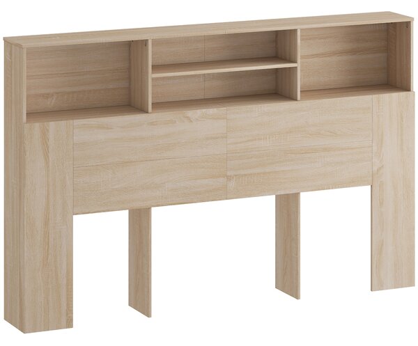 HOMCOM Testiera autoportante con ripiani, accessorio letto e 4 scomparti aperti, 160x20,2x108,2 cm, legno naturale | Aosom Italy