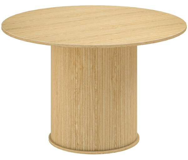 HOMCOM Tavolo rotondo da cucina per 5 persone, base cilindrica cannelata, 120x120x75 cm, Legno naturale | Aosom Italy
