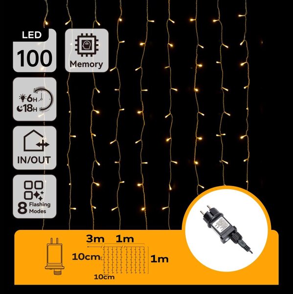 Aigostar - Catena LED natalizia da esterno 100xLED/8 funzioni 4x1m IP44 bianco caldo