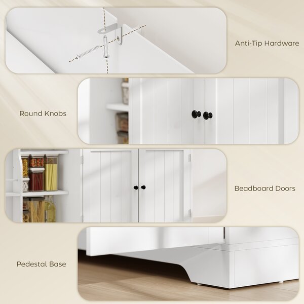 HOMCOM Credenza cucina con cassetto e ripiani regolabili, 3 ante a chiusura ammortizzata e porta-rack, 110x40x80 cm, Bianco | Aosom Italy