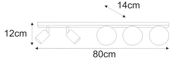Lampada a sospensione ASPA beige 5xGU10x15W in metallo, dimensioni: 12x80x14 cm, IP20, Kaja