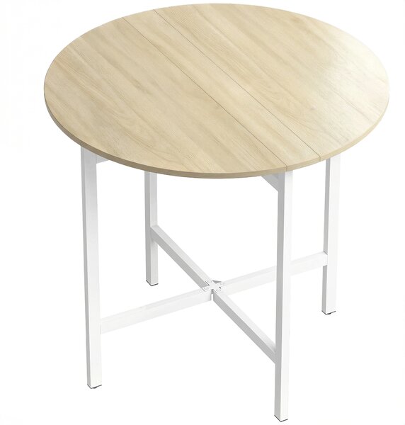 HOMCOM Tavolo pieghevole da pranzo con struttura in acciaio per 2-4 persone, 80x80x76 cm, Legno naturale | Aosom Italy