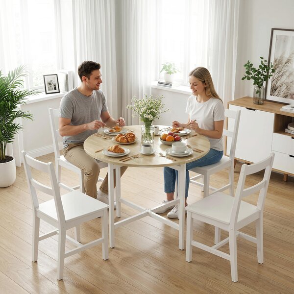 HOMCOM Tavolo pieghevole da pranzo con struttura in acciaio per 2-4 persone, 80x80x76 cm, Legno naturale | Aosom Italy