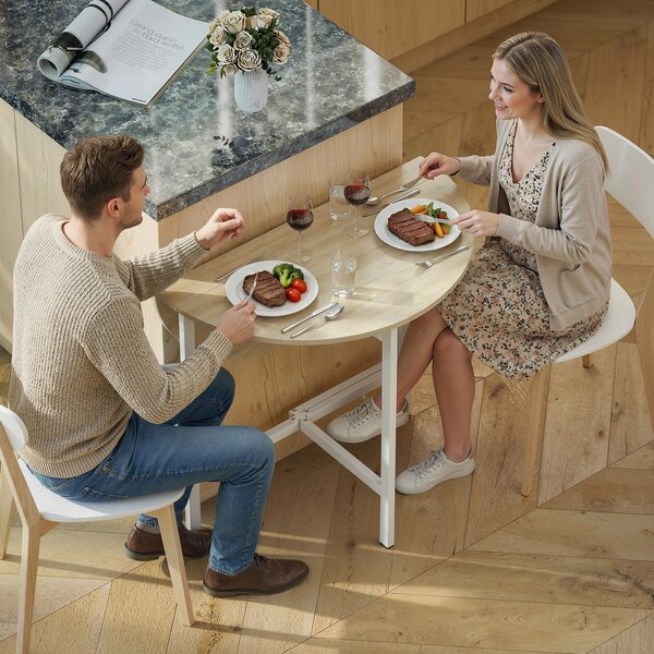 HOMCOM Tavolo pieghevole da pranzo con struttura in acciaio per 2-4 persone, 80x80x76 cm, Legno naturale | Aosom Italy